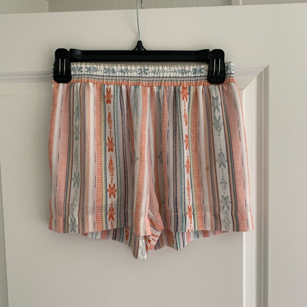 BCBGMAXAZRIA Pink Tribal Striped Sheer Shorts